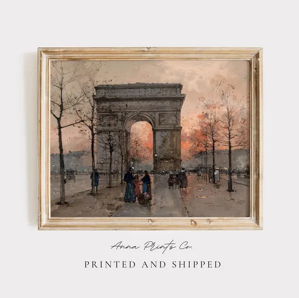 Arc De Triomphe Vintage Paris Cityscape Art Print