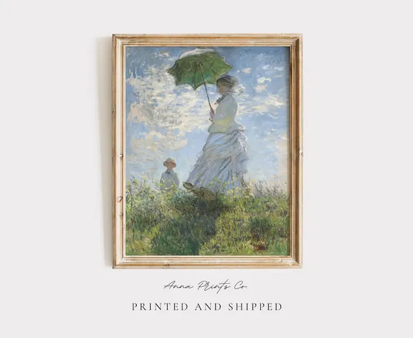 Claude Monet Woman With a Parasol, Vintage Art Print