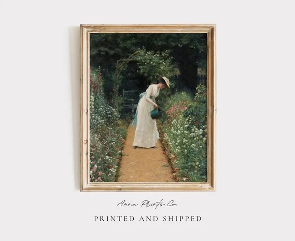 My Lady's Garden Vintage Oil Painting Art Print