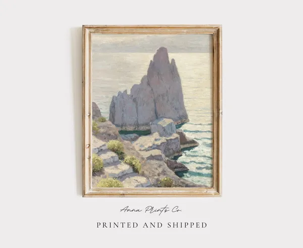 Capri, Italy Vintage Travel Poster, Mediterranean Seascape