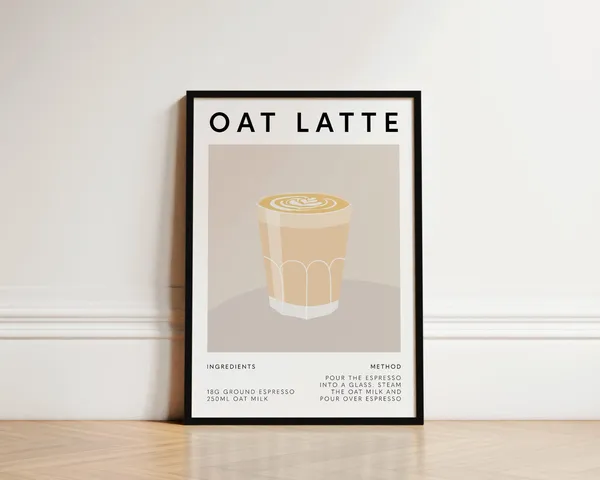 Oat Latte Coffee Poster, Kitchen Wall Art