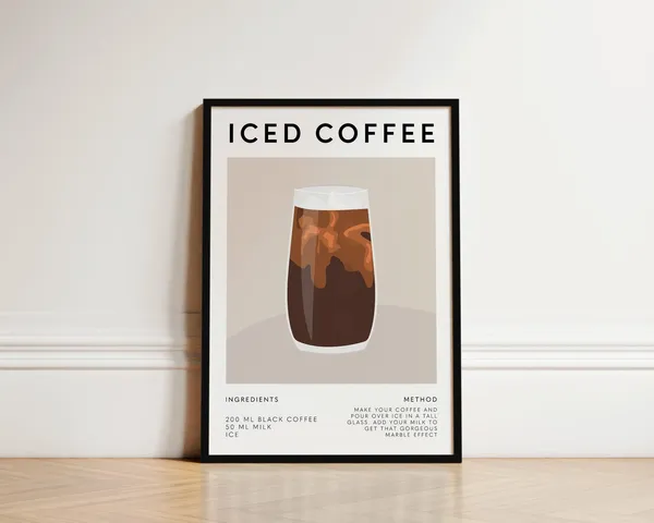 Iced Coffee Poster, Kitchen Wall Art