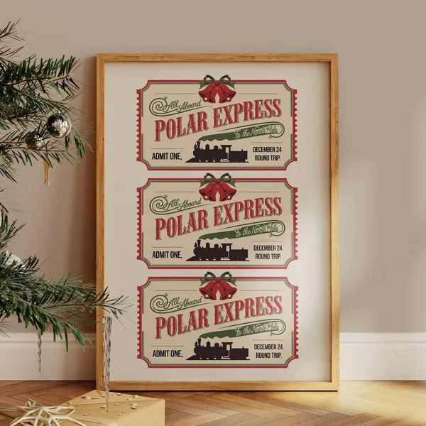 North Pole Ticket Polar Express Christmas Art Print