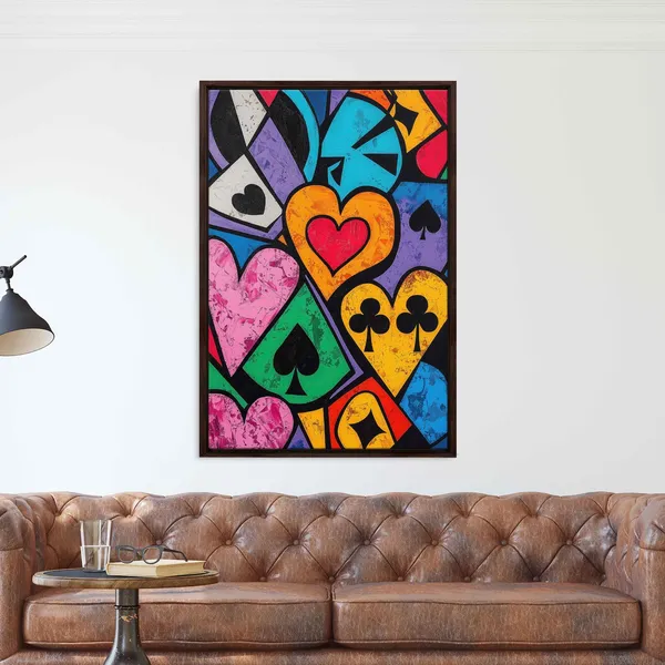 Pop Art Playing Card Suits Art Print, Man Cave Decor