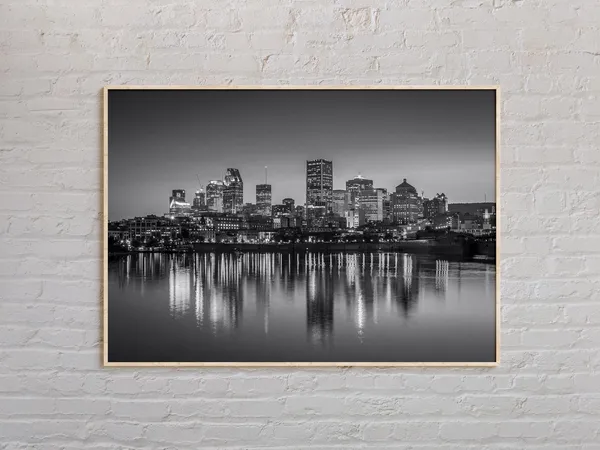 Black and White Montreal Travel Poster, Canada Decor