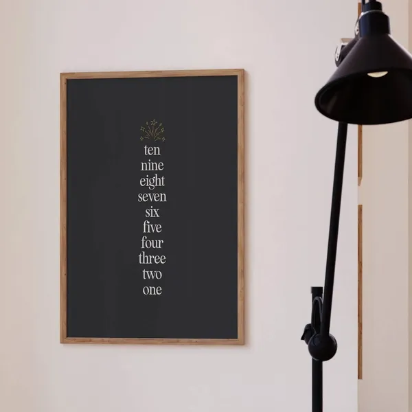 New Years Eve Art Print, Minimal NYE Decoration