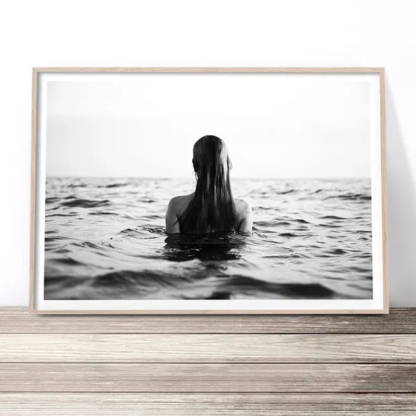 Ocean Beach Black and White Photography Art Print
