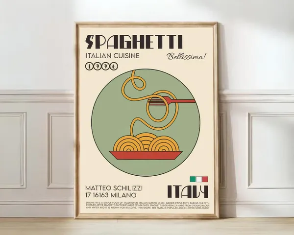 Spaghetti Italy Travel Poster, Food Wall Art Print