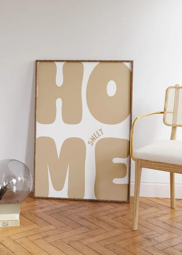 Home Sweet Home Neutral Tan Affirmation Poster