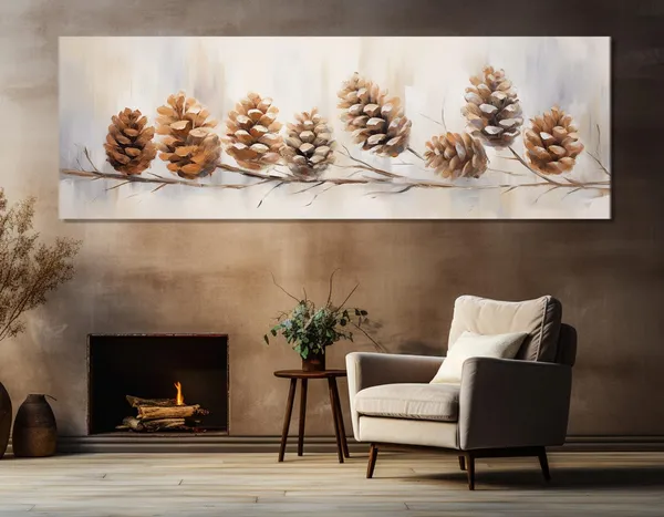 Branch With Cones Winter Christmas Wall Art Print