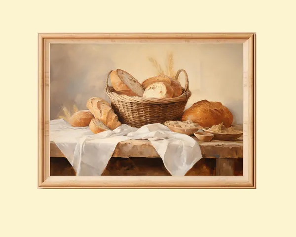 Bread Still Life Painting, Rustic Kitchen Art Print