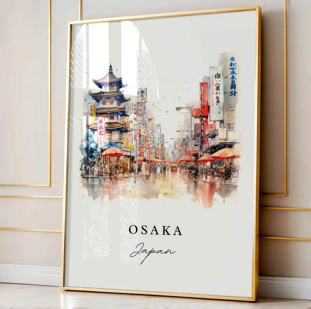 Osaka Japan Travel Poster, Custom Text Wall Art - Image 3