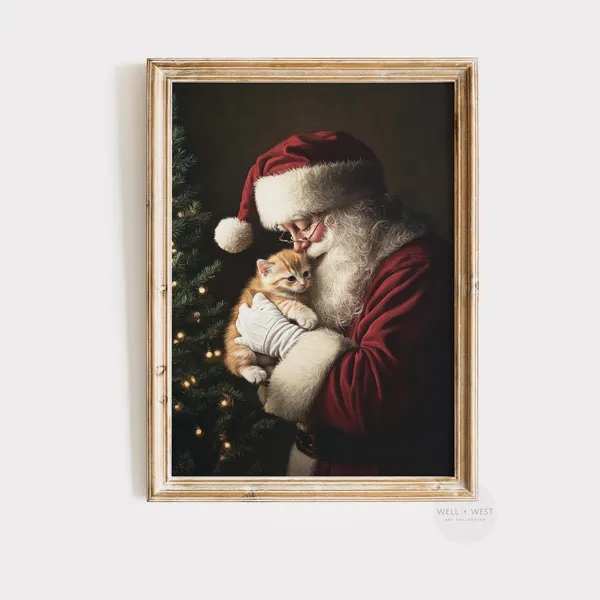 Moody Santa Claus Vintage Style Christmas Art Print