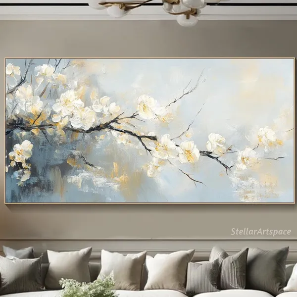 Cherry Blossom Branch, Minimalist Floral Art Print