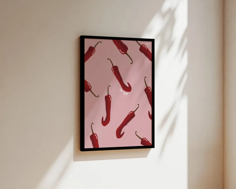 Pink Chillis Kitchen Print, Spicy Food Wall Art - Image 3