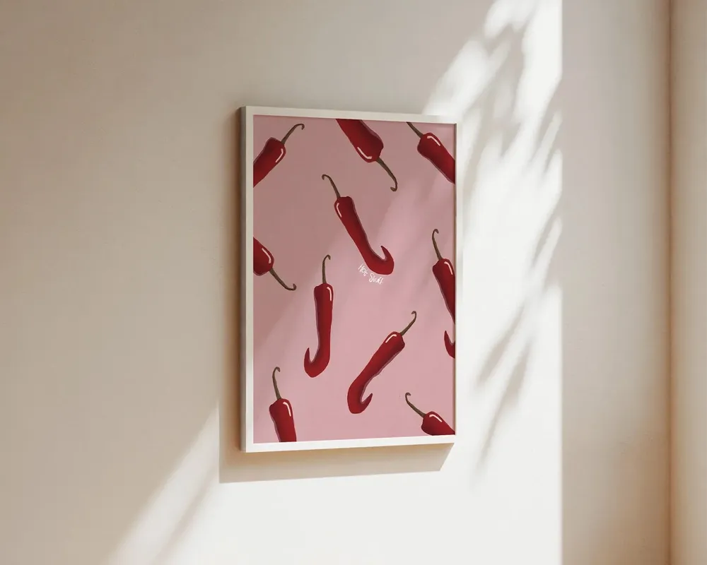 Pink Chillis Kitchen Print, Spicy Food Wall Art - Image 2