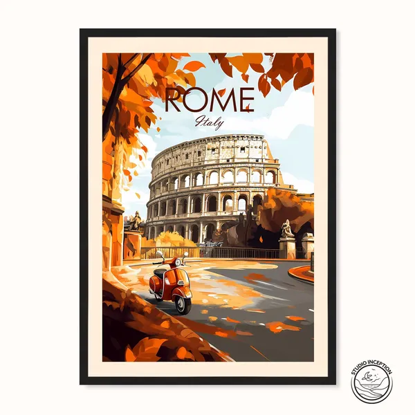 Rome Italy Travel Poster, Colosseum Custom Text