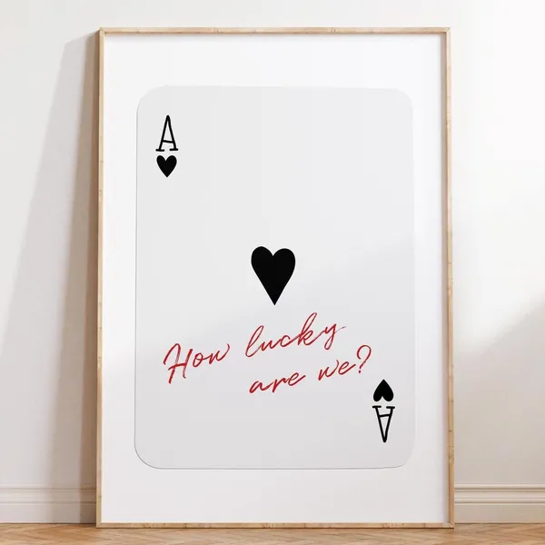 Ace Of Hearts Lucky You Poster, Preppy Y2K Art Print