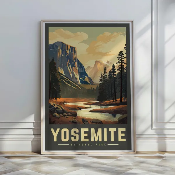 Yosemite National Park Vintage Travel Art Print
