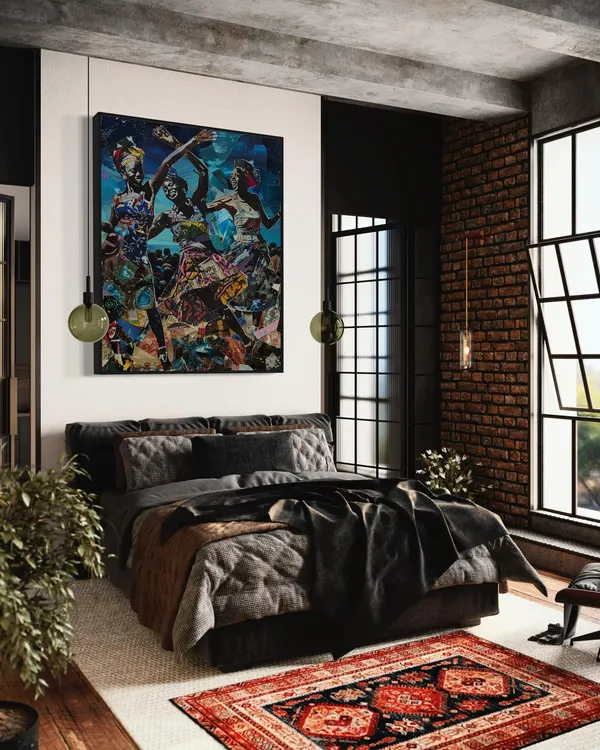 African Dance Art Collage, Cultural Wall Art Print