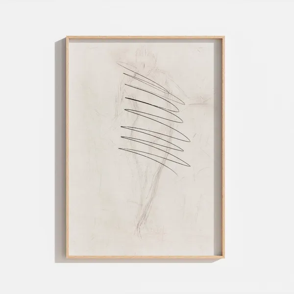 Vintage Abstract Sketch Neutral Minimalist Art Print