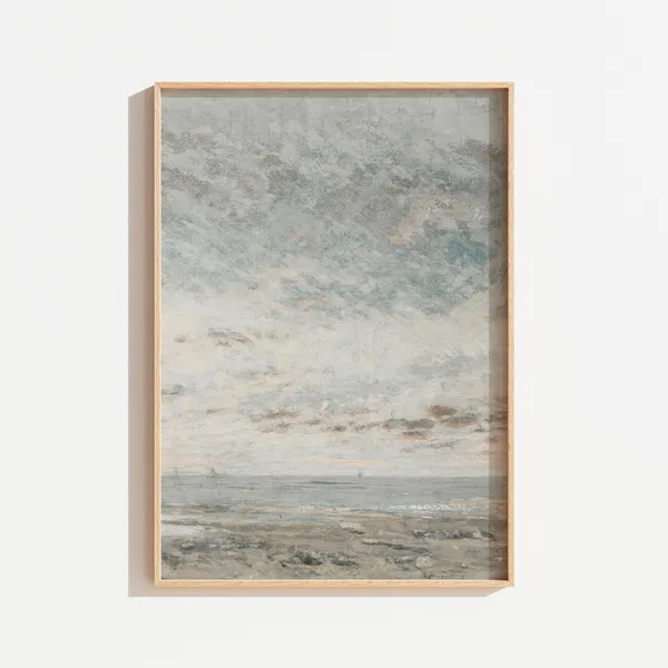 Vintage Muted Coastal Beach Landscape Art Print
