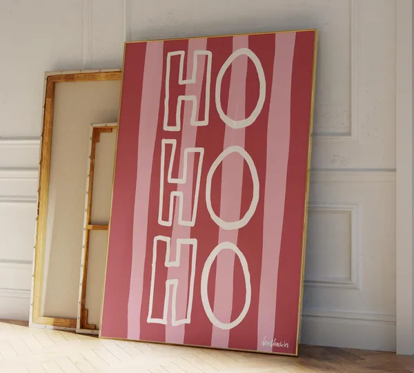 Ho Ho Ho Christmas Handwriting Typography Art Print