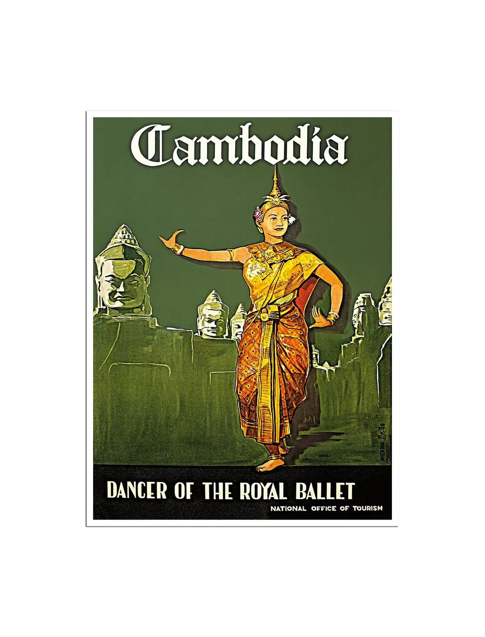 Cambodia Travel Poster, Asian Art Print