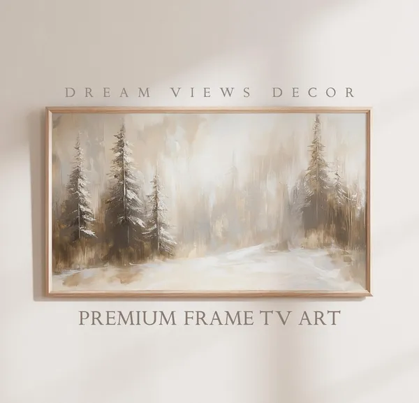Winter Landscape Christmas Tree Holiday Art Print