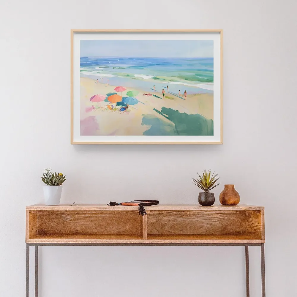 Beach Day Vibrant Coastal Summer Scene Art Print - Image 2
