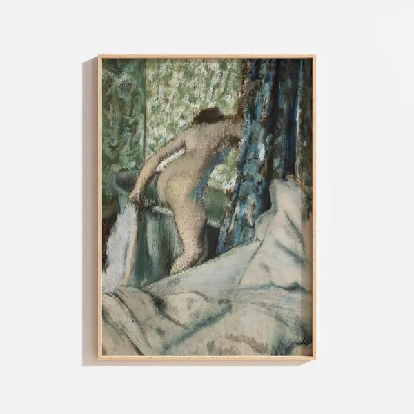 Vintage Bath Portrait Painting, Bathroom Wall Art