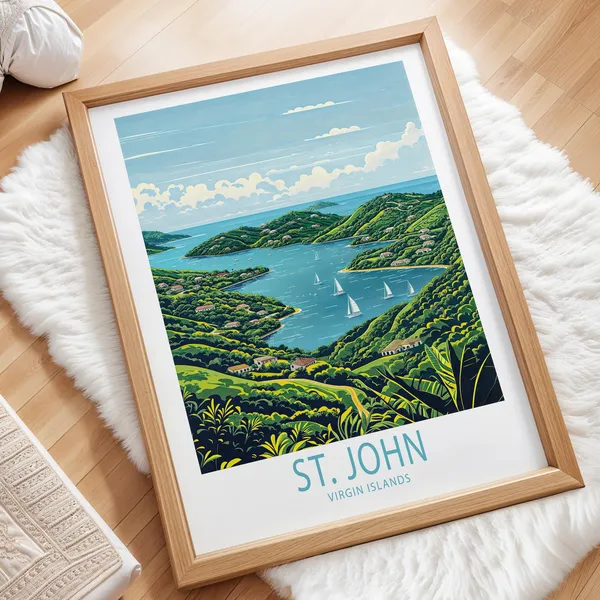 Saint John Caribbean Travel Poster, Virgin Islands