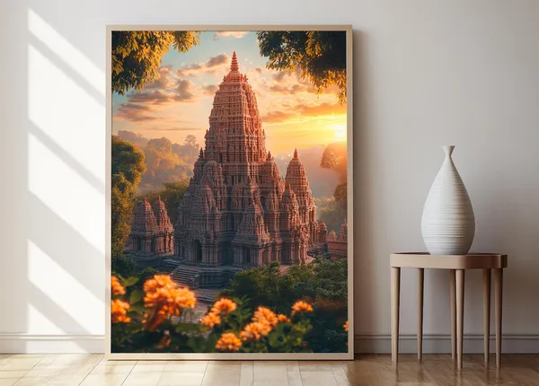 Khajuraho Temples Indian Stone Carving Travel Poster