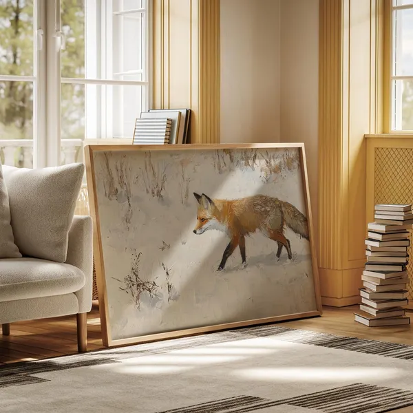 Red Fox In Winter Snow Wildlife Art Print