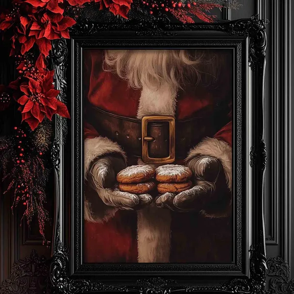 Cookies For Santa Vintage Christmas Art Print