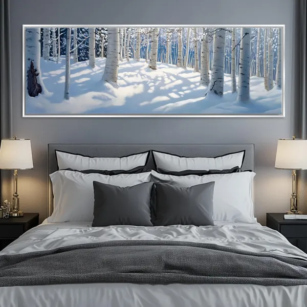Snowy Aspen Tree Forest Winter Wall Art Print