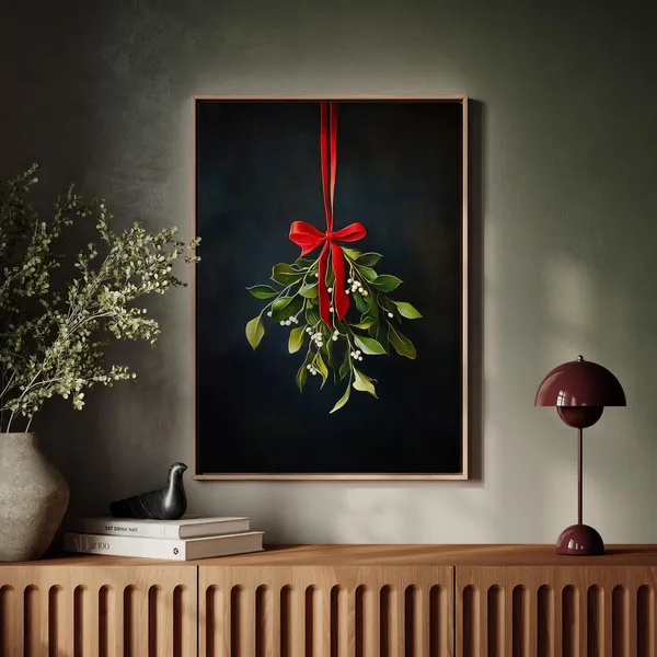 Classic Mistletoe Art, Festive Holiday Wall Decor