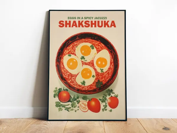 Shakshuka Retro Food Art Kitchen Wall Art Print