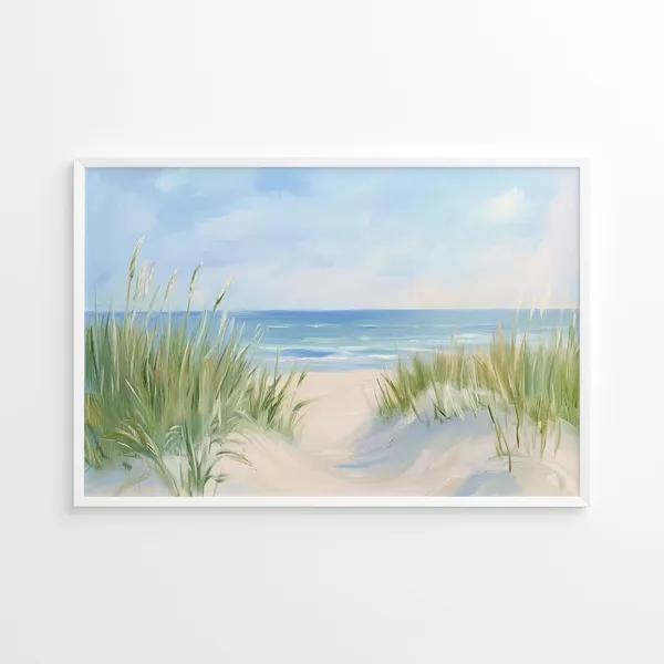 Beach Grass Pathway Poster, Coastal Landscape