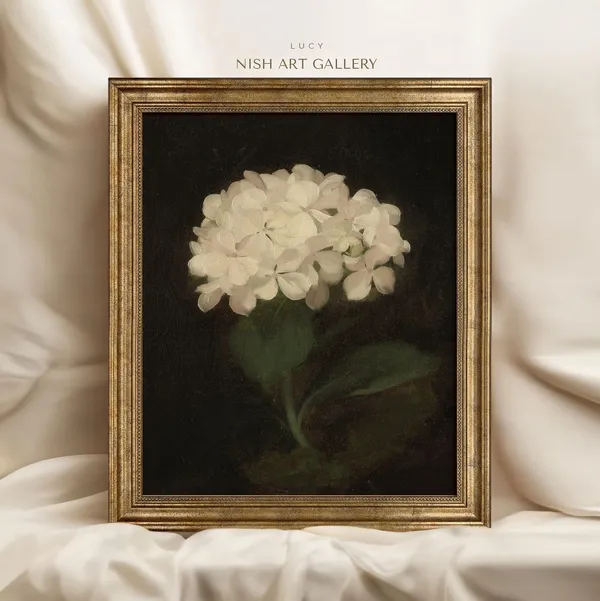 Vintage Hydrangea Art Print, Antique Floral Wall Art