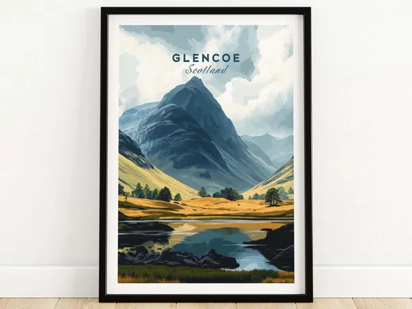 Glencoe Travel Poster, Scottish Highlands