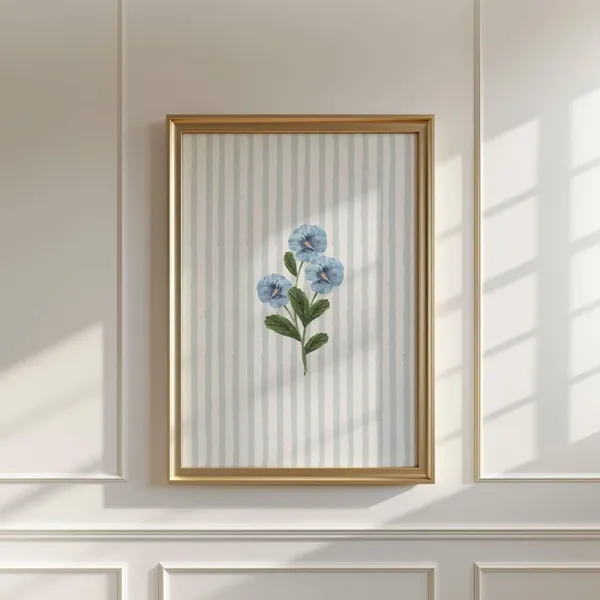 Blue Flower Bunch Botanical Vintage Art Print