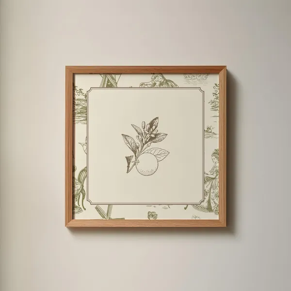 Vintage Green Toile Valencia Oranges Art Print