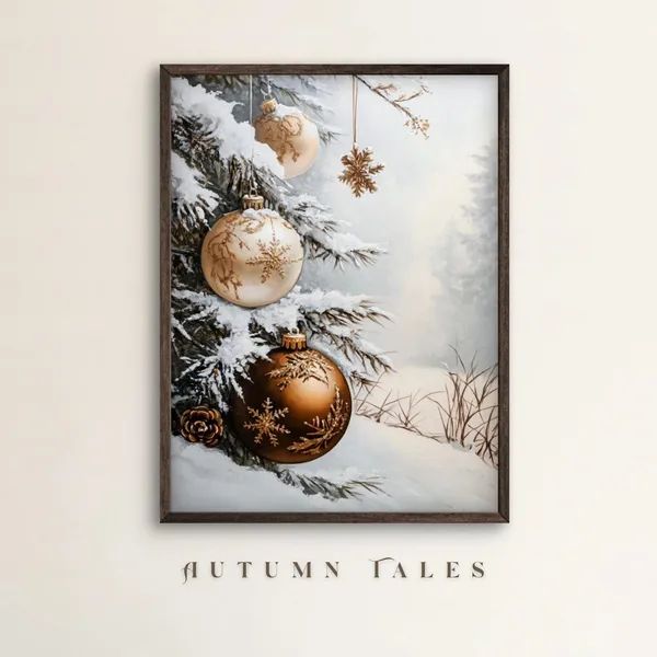Pine Tree Christmas Art Print, Winter Forest Landscape