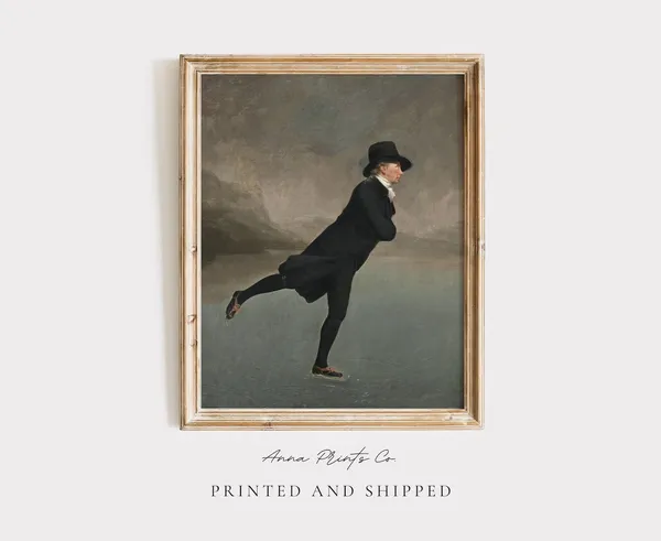 The Skating Minister Vintage Christmas Art Print
