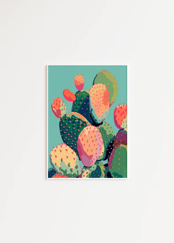 Prickly Pear Cactus Retro Southwest Art Print