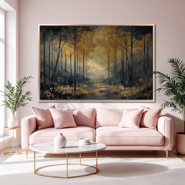 Serene Autumn Forest Art Print, Rustic Landscape