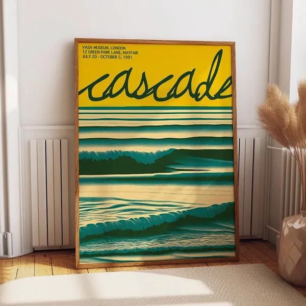 Cascade Ocean Waves Retro Art Print, Vasa Museum London