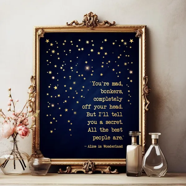 You're Mad, Bonkers Alice In Wonderland Quote Print