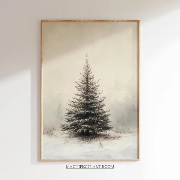 Christmas Tree Rustic Farmhouse Wall Art Print